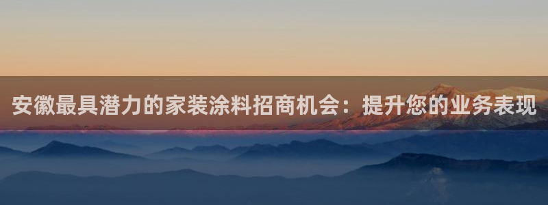 官方和记国际平台登录：安徽最具潜力的家装涂料招商机会：提升您的业务表现